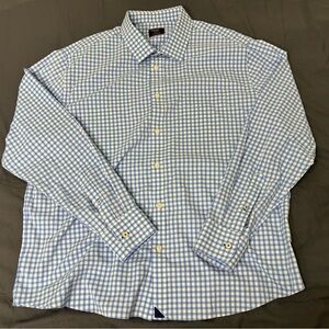 Men’s UNTUCKit Steven’s Long Sleeve Button Down Shirt Blue And White Check XXL